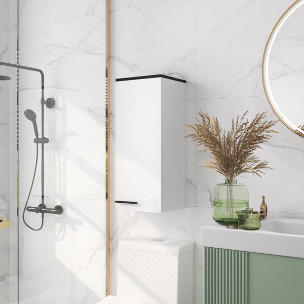 Pensile da Bagno Armadietto a 1 Anta con Ripiani 30x32x73 cm Bianco