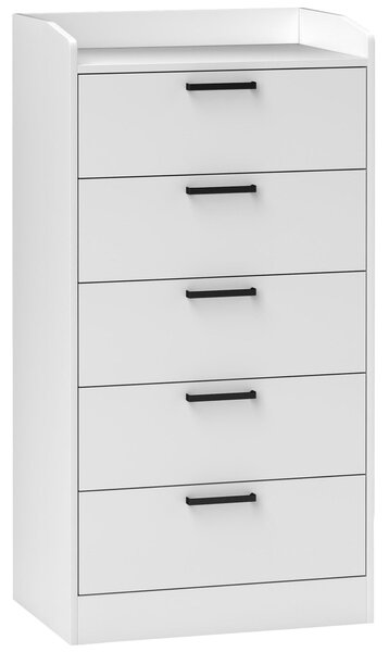 Cassettiera 5 Cassetti 60x40x114 cm in Legno Bianco