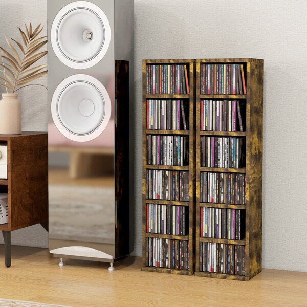 Set 2 Pezzi Mobile Libreria Porta CD 21x19.2x88,3 cm Marrone