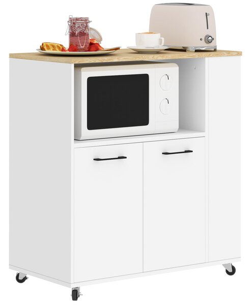Carrello da Cucina con Armadietto e Ripiani Scaffale Portaspezie 75x40x80,5 cm color Rovere e Bianco