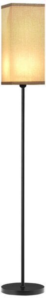 Lampada da Terra 40W con Interruttore a Pedale Ø25x161.5 cm Paralume in Tessuto Effetto Lino Nero e Beige