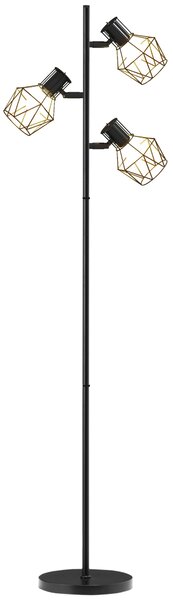 Lampada da Terra 3 Luci Orientabili 40W 41x28x169 cm in Metallo Nero