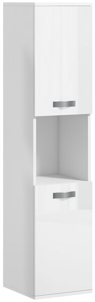 Pensile da Bagno 2 Armadietti e Vano a Giorno 30x30x131,5 cm in Legno Bianco