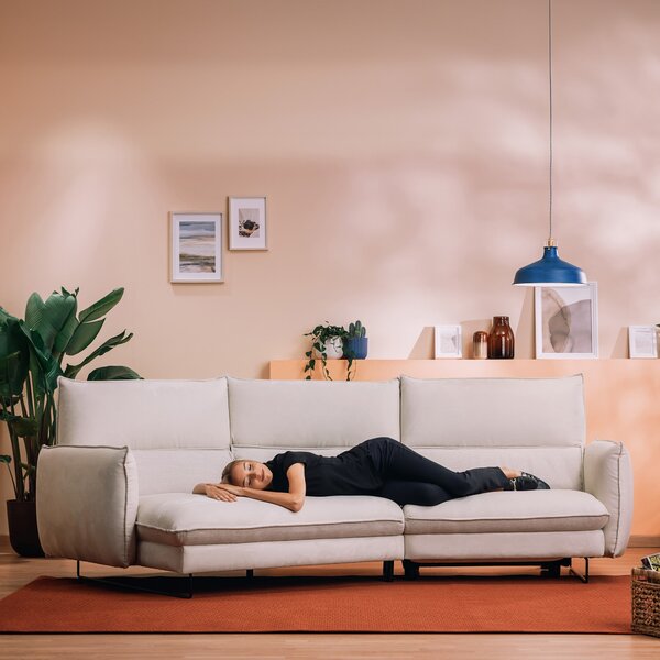 Monamour divano moderno angolare con opzione relax elettrico in microf