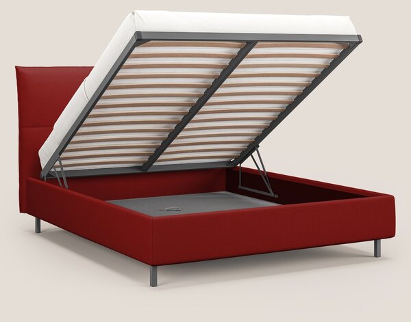Izumi letto imbottito contenitore con piedi alti in tessuto smacchiabi