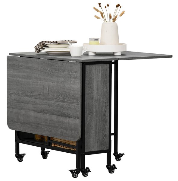 Tavolo Salvaspazio Pieghevole a 2 Ribalte per 6 Persone 130x80x74 cm Grigio