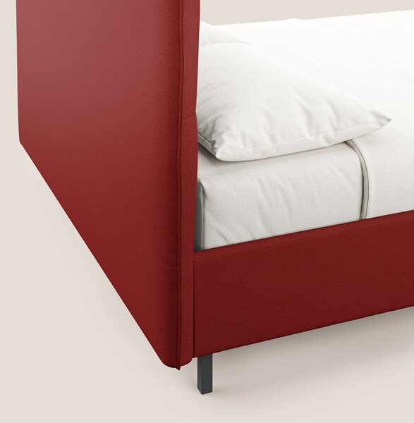Izumi letto imbottito contenitore con piedi alti in tessuto smacchiabi