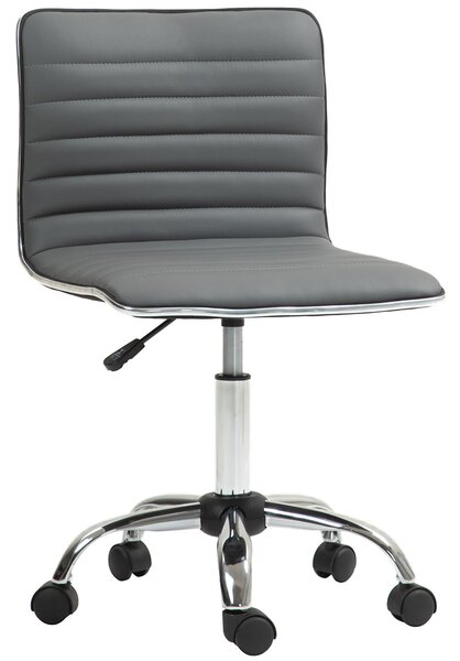 Sedia Poltrona Operativa da Ufficio Ergonomica con Altezza Regolabile in Pelle PU Grigio Scuro
