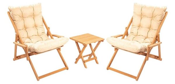 Set da giardino in legno di faggio in colore crema-naturale per 2 persone - Floriane Garden