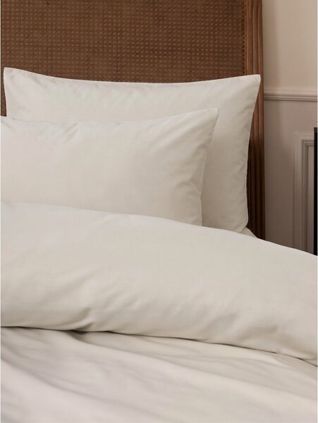 Set copripiumino e federa beige in raso di cotone per letto matrimoniale/per letto esteso 240x220 cm Elegant – Mijolnir