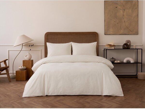 Set copripiumino e federa beige in raso di cotone per letto matrimoniale/per letto esteso 240x220 cm Elegant – Mijolnir