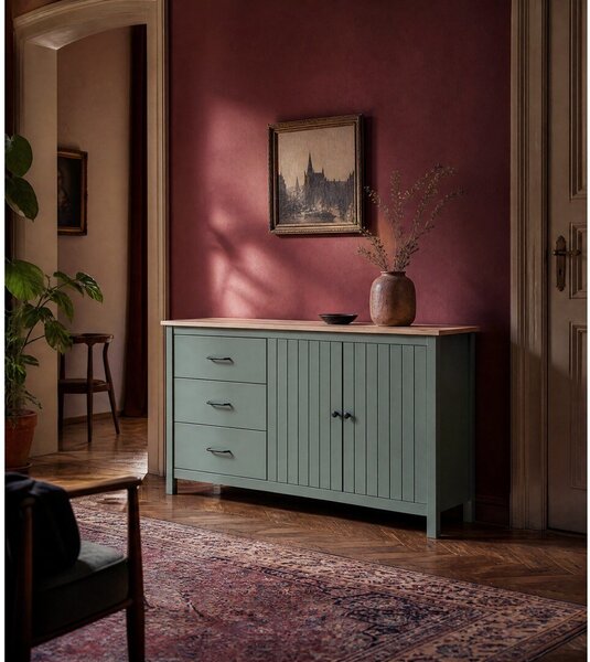 Cassettiera bassa in legno di pino di colore verde-naturale 150x80 cm Miranda - Marckeric