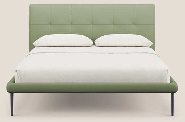 Midori letto imbottito trapuntato in ecopelle con piedini alti T04 ver