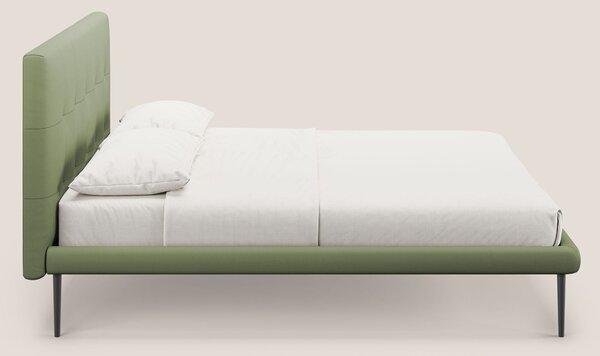 Midori letto imbottito trapuntato in ecopelle con piedini alti T04 ver