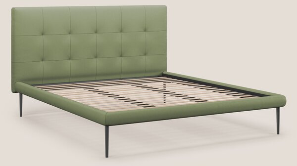 Midori letto imbottito trapuntato in ecopelle con piedini alti T04 ver
