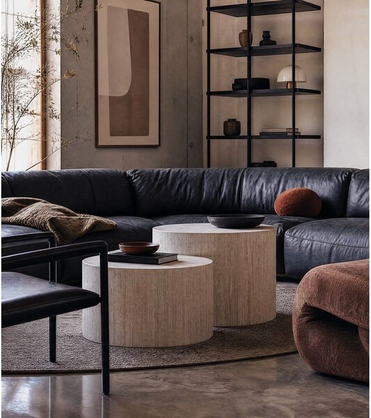 Tavolini rotondi beige con decoro in pietra in set di 2 pezzi ø 58 cm Dice - Actona