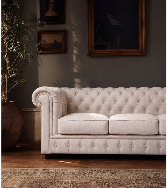 Divano in velluto crema 230 cm Cambridge - Ropez