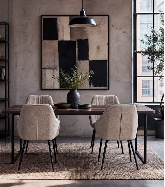 Sedia da pranzo beige in imbottito con braccioli Nolan – Unique Furniture