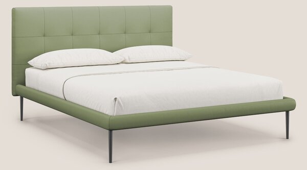 Midori letto imbottito trapuntato in ecopelle con piedini alti T04 ver