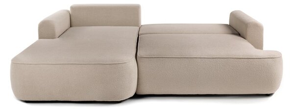 Divano angolare beige allungabile (con penisola a sinistra) con rivestimento in bouclé Quinoa – Bonami Selection