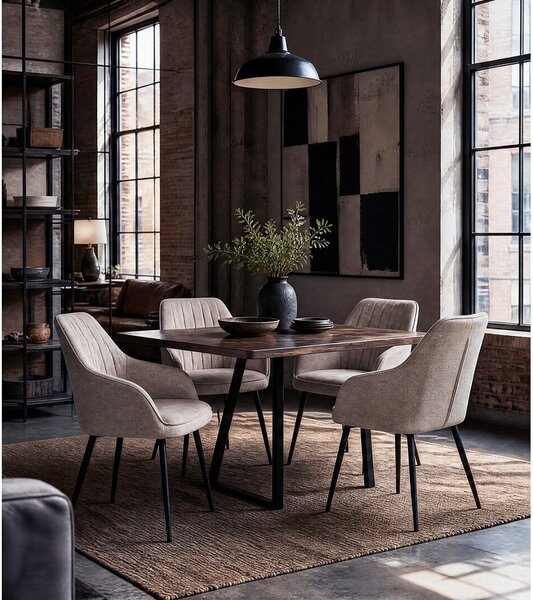 Sedia da pranzo beige in imbottito con braccioli Nolan – Unique Furniture
