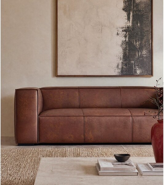 Divano in pelle marrone cognac 227 cm Madame - Windsor & Co Sofas
