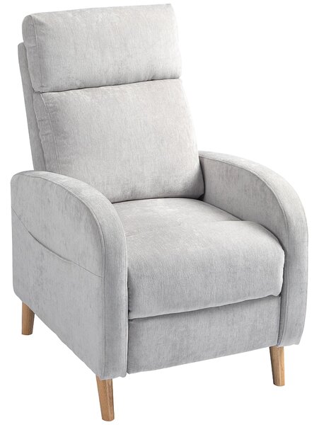 Poltrona Relax Reclinabile 150° con Poggiapiedi 68x90x106 cm in Tessuto Effetto Lino Grigio Chiaro