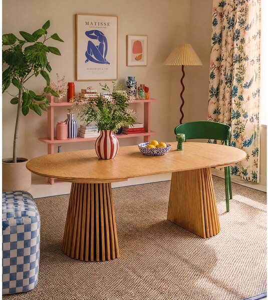 Tavolo da pranzo rotondo allungabile con piano effetto rovere ø 120 cm Osaka - House Nordic