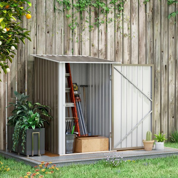 Casetta Porta Attrezzi con Tetto Inclinato e Serratura 100x103x160 cm in Acciaio Zincato Marrone