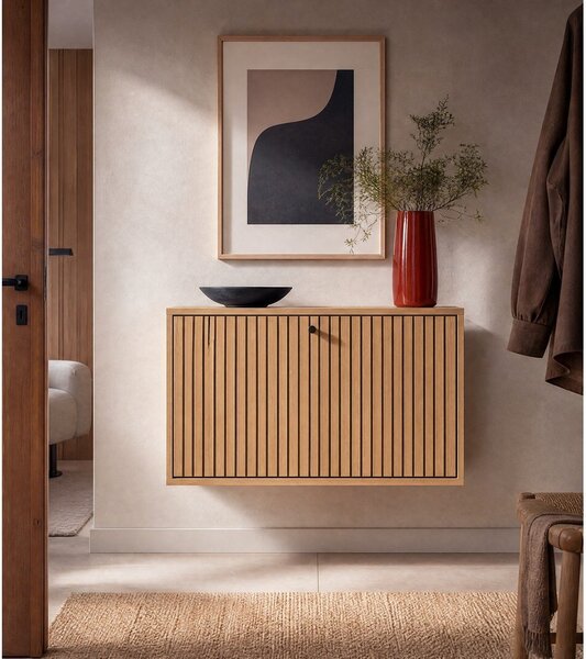 Scarpiera con anta effetto rovere in colore naturale 72x43x17 cm Albany - Actona