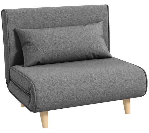 Poltrona Letto con Schienale Reclinabile su 6 Posizioni 94x78x80 cm in Tessuto Grigio