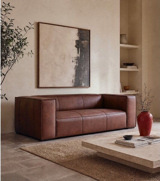 Divano in pelle marrone cognac 227 cm Madame - Windsor & Co Sofas