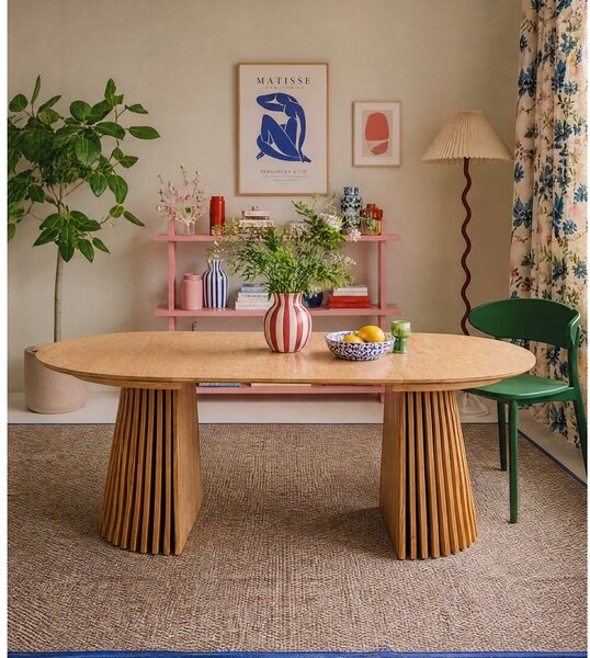 Tavolo da pranzo rotondo allungabile con piano effetto rovere ø 120 cm Osaka - House Nordic