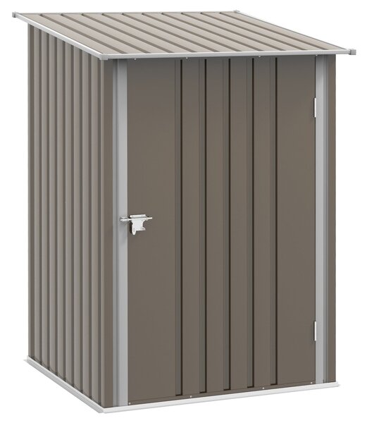 Casetta Porta Attrezzi con Tetto Inclinato e Serratura 100x103x160 cm in Acciaio Zincato Marrone