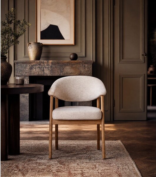 Set di sedie da pranzo color crema in rovere massiccio con braccioli 2 pz Elk – Unique Furniture