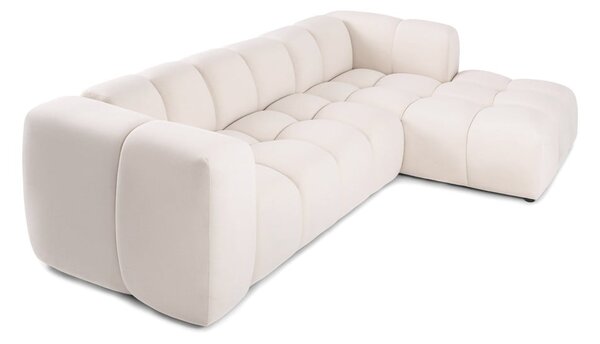 Divano angolare color crema (con penisola a destra e chaise lounge) con rivestimento in velluto Cube – Bonami Selection