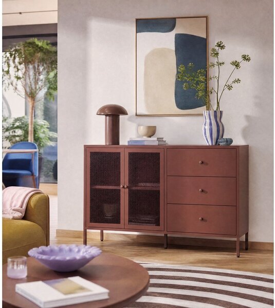 Credenza burgundy in metallo 140x90x40 cm Fayna – Marckeric