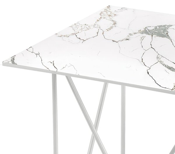 Tavolino quadrato verniciato sabl� TOP LAMINATO 45x45x h50 cm top in Laminato Marmo Bianco eco-compatibile