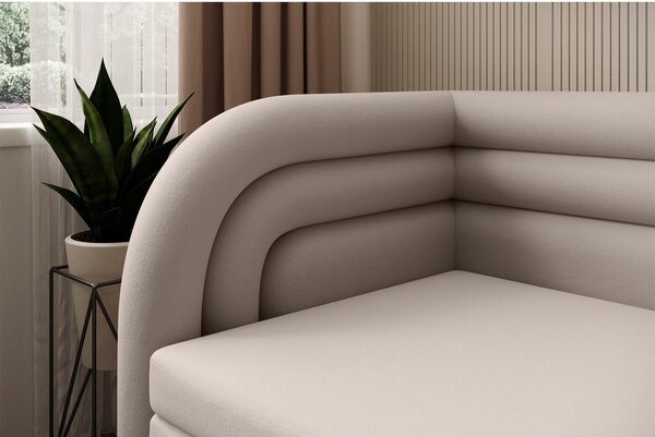 Divano beige allungabile/con contenitore con penisola a sinistra e rivestimento in velluto 223 cm Fabillo – ELTAP