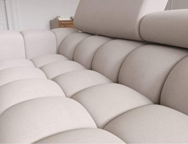 Divano angolare beige allungabile/con contenitore (con penisola a destra/con chaise lounge) e rivestimento in velluto Felro – ELTAP