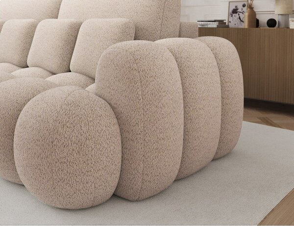 Divano beige allungabile con rivestimento in bouclé 256 cm Cotonn – ELTAP