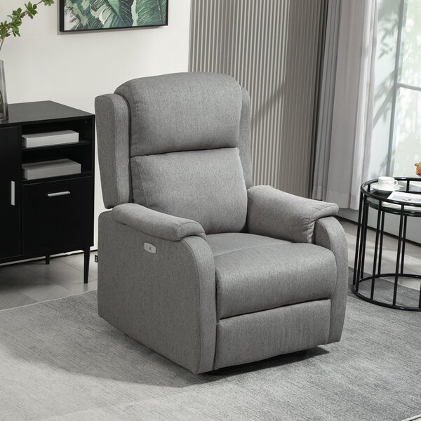 Poltrona Relax Reclinabile 150° con Poggiapiedi 77x91x106 cm in Tessuto Effetto Lino Grigio Scuro