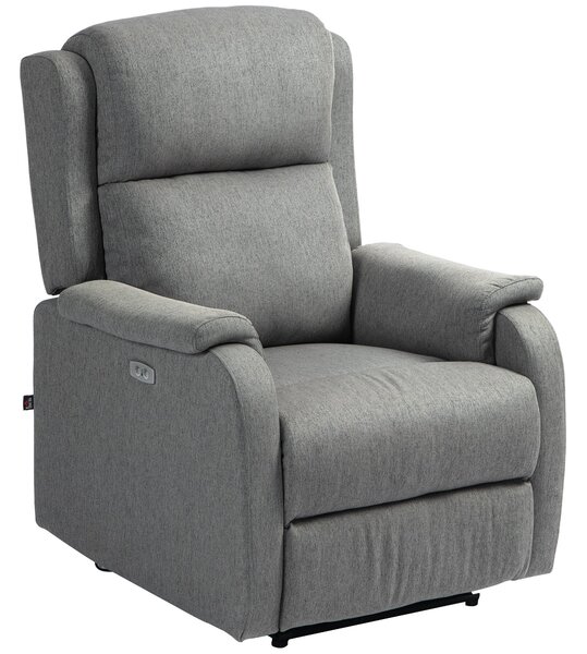 Poltrona Relax Reclinabile 150° con Poggiapiedi 77x91x106 cm in Tessuto Effetto Lino Grigio Scuro