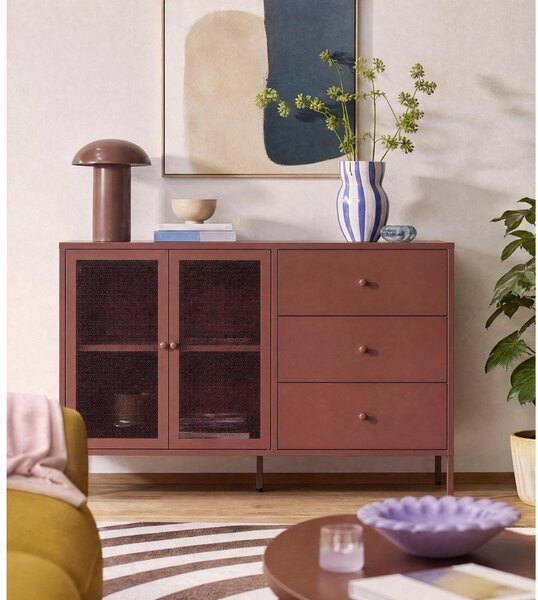 Credenza burgundy in metallo 140x90x40 cm Fayna – Marckeric