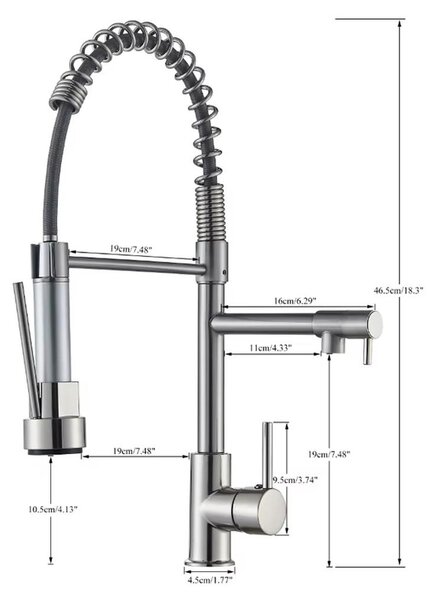 Miscelatore per cucina - Miscelatore per lavello - Doccetta estraibile - 2 tipi di getto - Acqua calda e fredda - Bocchetta flessibile - Rotazione a 360° - Finitura in nichel spazzolato