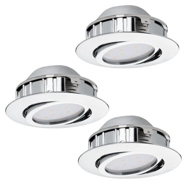 Faretto Ad Incasso Contemporaneo Pineda Policarbonato Cromo 3 Luci Led 5,5W