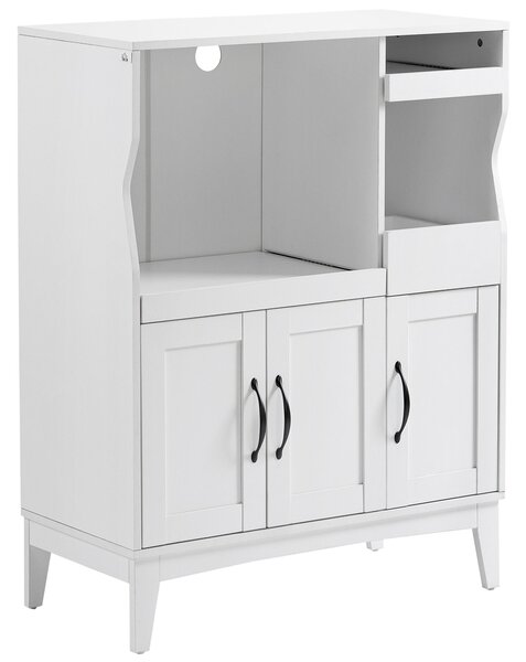 Credenza Salvaspazio con 2 Armadietti e 2 Ripiani Estraibili 84x39x109 cm in Legno Bianco