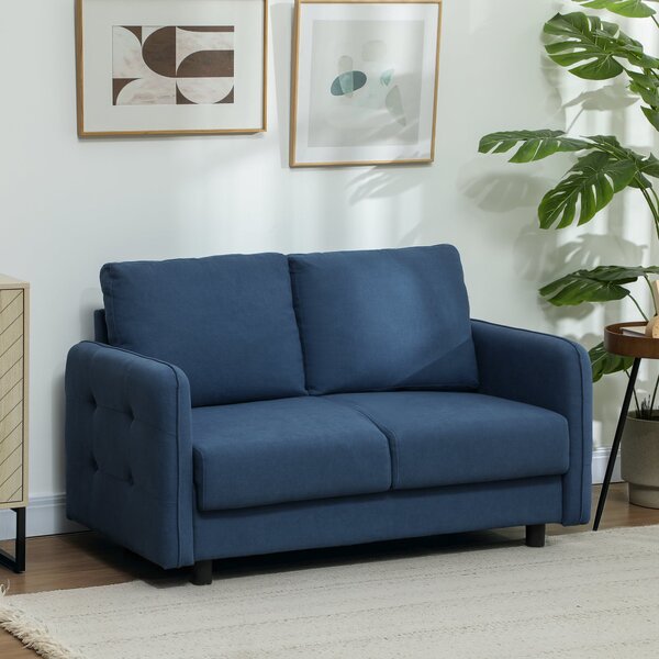 Divano 2 Posti con Cuscini Sfoderabili e Molle a S 136x75x84 cm in Velluto Blu