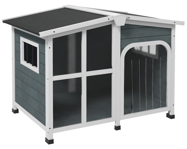 Cuccia per Cani Taglia Media da Esterno con Tetto Apribile 101x66,5x70,5 cm in Legno Grigio