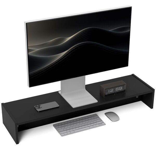 Supporto per Monitor 2 Vani 100x27x15 cm in Legno Nero